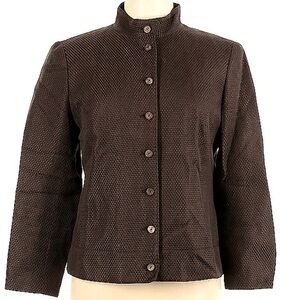 Lafayette 144 Quality Classic Petite Brown Blazer.  Cotton & Linen Woven